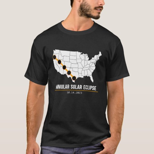 America Annular Solar Eclipse Shirt Map USA 2023 S (Voorkant)