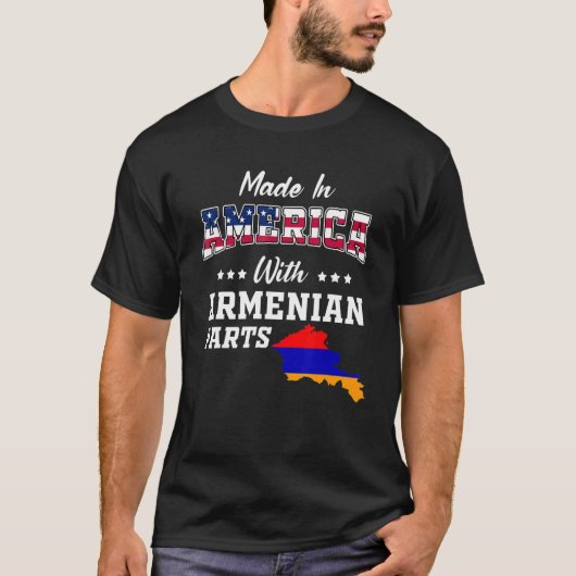 America Armenian Parts Armenia Map USA Flag Ancest T-shirt (Voorkant)