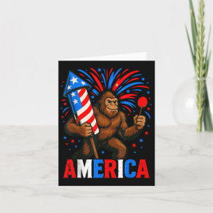 America Bigfoot Vuurwerk Patriottische Sasquatch 4 Kaart