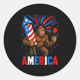 America Bigfoot Vuurwerk Patriottische Sasquatch 4 Ronde Sticker