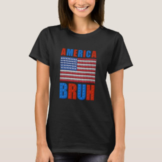 America Bruh Bouwstenen Vlag 4 juli Mast T-shirt