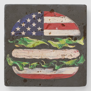 America Burger (Zwart Schilderij Nr. 5) Stenen Onderzetter