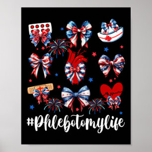 America Coquette Bow Vuurwerk Phlebotomy Happy 4t Poster