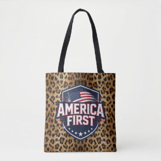America First - Luipaardprint - Boodschappentas Draagtas