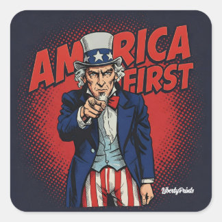 America First Uncle Sam Vierkante Sticker