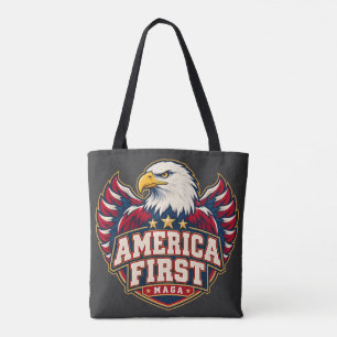 America First Varsity Eagle Tweezijdige Koolzwarte Draagtas