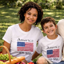 America Flag 1776 to 2026 Kids 250th Anniversary 