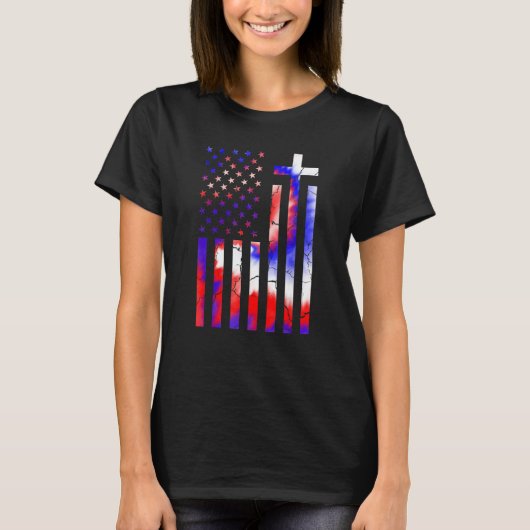 America Flag Christian 4th Of July Tie Dye Women P T-shirt (Voorkant)