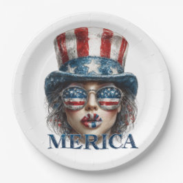 America Girl, vierde juli Glam Girl met sterren Papieren Bordje