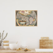 America Map Ortelius Theatre 1570 Poster (Cuisine)