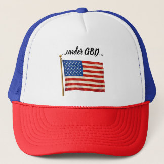 America Onder God Zwarte Lettertype Trucker Pet