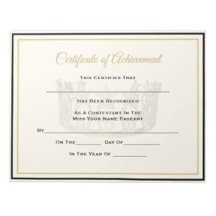 America Pageant Crown Certificate Achievement Awar Notitieblok