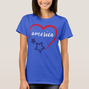 America Patriotic Heart Juillet 4 Juillet T-shirt 