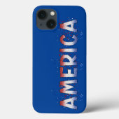 America Patriotic Shimmer Word Art Case-Mate iPhone Case (Achterkant)