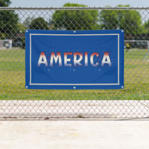 America Patriotic Shimmer Word Art Spandoek