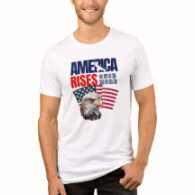 America Rises White 4th of July Eagle T-shirt