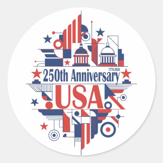 America’s 250th anniversary ronde sticker (Voorkant)