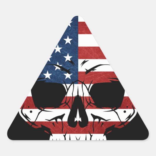 America Skull Flag Skelet Evil Driehoek Sticker (Voorkant)