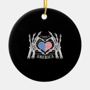 America Skull Skeleton Hand artwork bewerkbare laa Keramisch Ornament