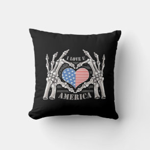 America Skull Skeleton Hand artwork bewerkbare laa Kussen