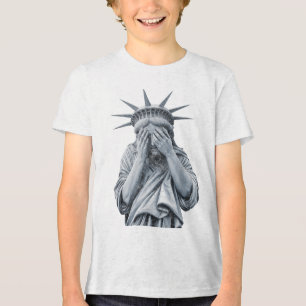 America Statue of Liberty Cry Funny Meme Mannen Vr Tri-Blend Shirt