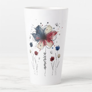🌸America the Beautiful Patriottische Bloem Latte  Mok