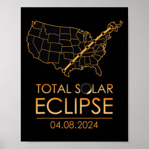 America Total Solar Eclipse April 8 2024 Verenigde Poster