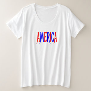 AMERICA USA Red White en Blue Grote Maat T-shirt