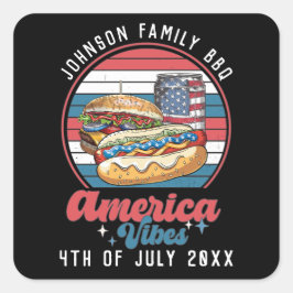 America Vibes 4th of July Patriottisch gepersonali Vierkante Sticker