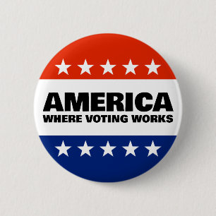 America, Where Voting Works Knop Ronde Button 5,7 Cm