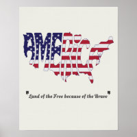 America Word Art Map Vorm en Citaat