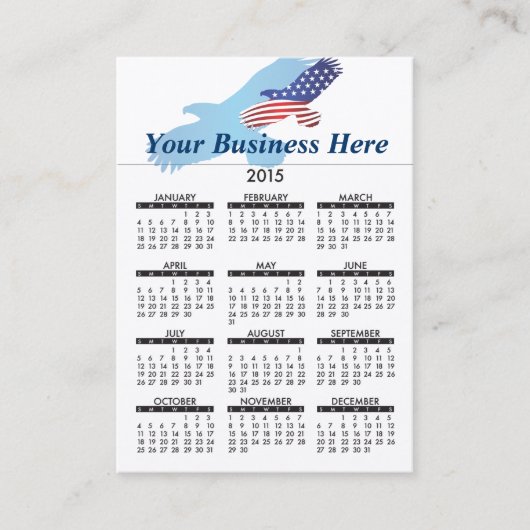 Américain 2015 de calendrier de carte de visite (Devant)