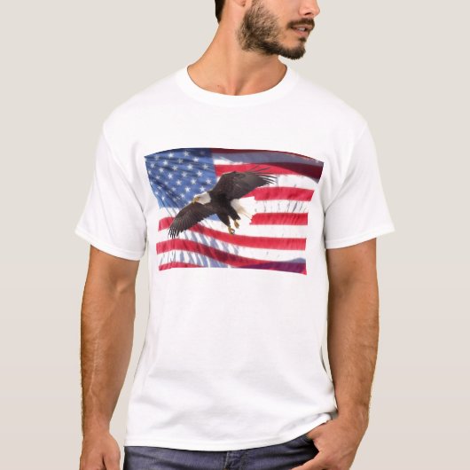 Américain Eagle et T-shirt de drapeau (Devant)