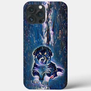 American Akita Puppy Blue Sterrennacht iPhone 13 Pro Max Hoesje