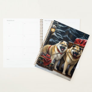 American Akita Snowy Sleigh Ride Décor de Noël