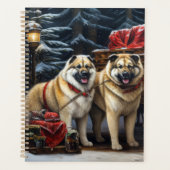 American Akita Snowy Sleigh Ride Décor de Noël (Devant)