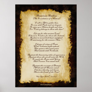 American Anthem Patriotic Original Poem Poster