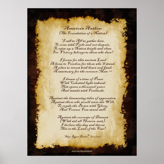 American Anthem Patriotic Original Poem Poster (Voorkant)