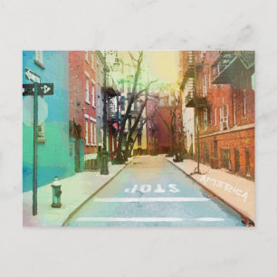 American Backstreets Scene Urban Pop Art Postcard Briefkaart