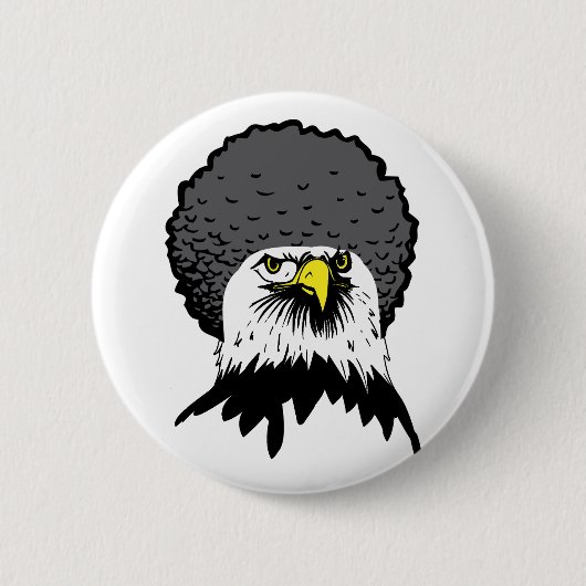 American Bald Eagle Afro Funny Button Badge Pin (Voorkant)