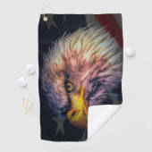American Bald Eagle Avec Drapeau Golf Serviette (En situation)