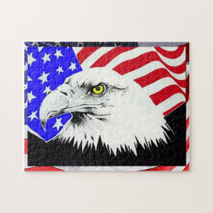 American Bald Eagle Drawing and Flag Puzzle Legpuzzel