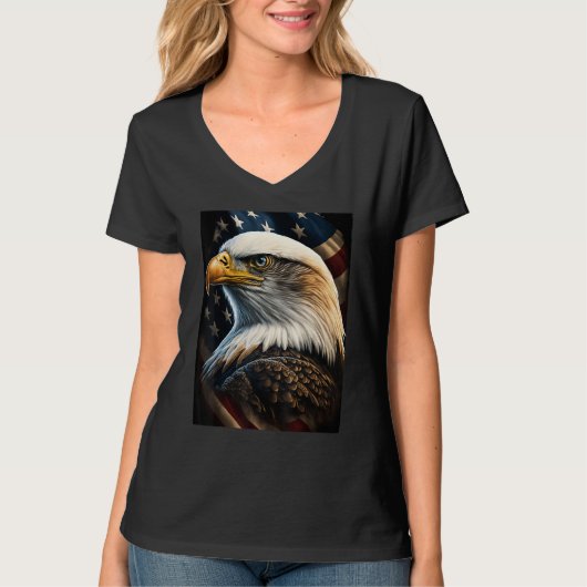 American Bald Eagle Eyes Flag Country T-shirt (Voorkant)
