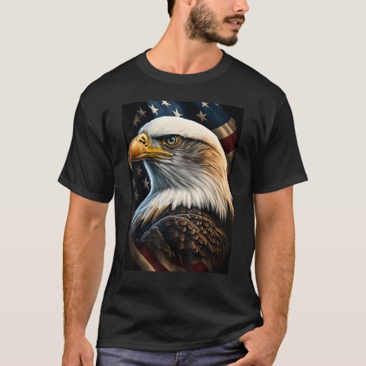 American Bald Eagle Eyes Flag Country T-shirt (Voorkant)