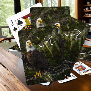 American Bald Eagle Monogram Patriotisch Wildlife Pokerkaarten