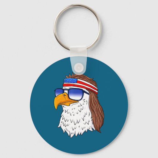 American Bald Eagle Mullet 4th Of July Funny Usa  Sleutelhanger (Voorkant)