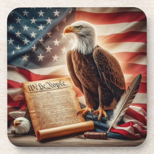 American Bald Eagle Patriottisme Bier Onderzetter (Voorkant)