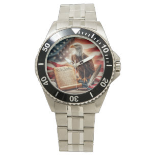 American Bald Eagle Patriottisme Horloge