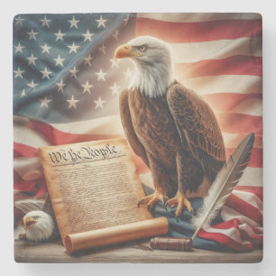 American Bald Eagle Patriottisme Stenen Onderzetter