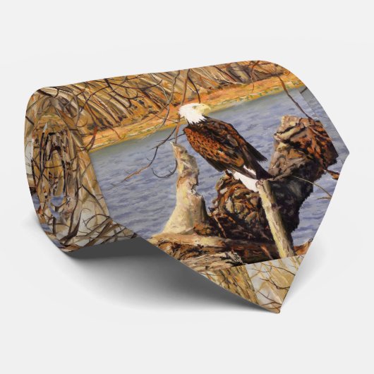 American Bald Eagle Perched on a Log Stropdas (Opgerold)